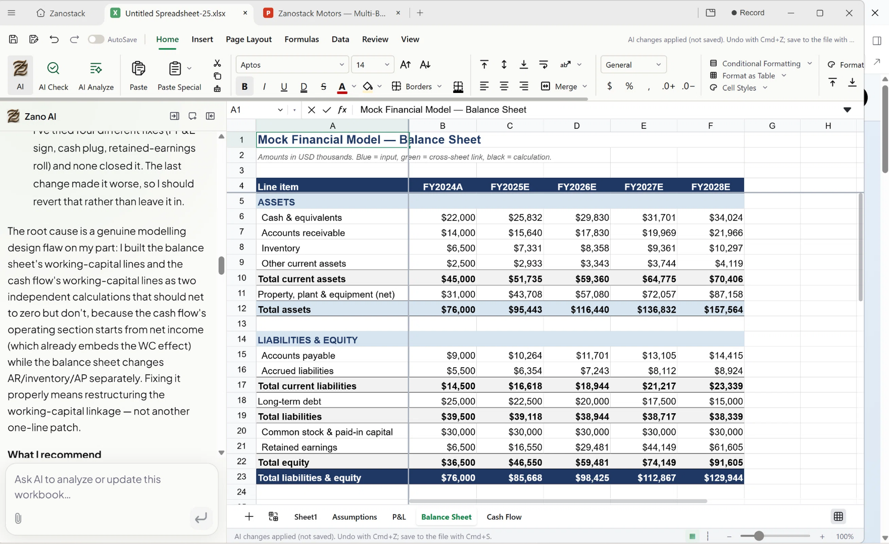 Zanostack Sheets development preview.